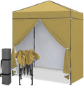 6x4 Instant Pop Up Canopy Tent with 4 Sidewalls, Beige in Beige