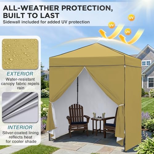 6x4 Instant Pop Up Canopy Tent with 4 Sidewalls, Beige in Beige, alternate view 5