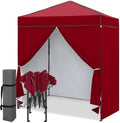 6x4 Instant Pop Up Canopy Tent with 4 Sidewalls, Burgundy