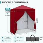 6x4 Instant Pop Up Canopy Tent with 4 Sidewalls, Burgundy, alternate view 3
