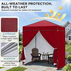 6x4 Instant Pop Up Canopy Tent with 4 Sidewalls, Burgundy, alternate view 5