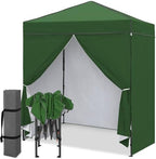 6x4 Instant Pop Up Canopy Tent with 4 Sidewalls, Green in Green