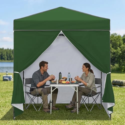 6x4 Instant Pop Up Canopy Tent with 4 Sidewalls, Green in Green, alternate view 2