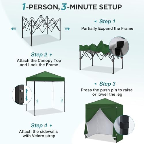 6x4 Instant Pop Up Canopy Tent with 4 Sidewalls, Green in Green, alternate view 4
