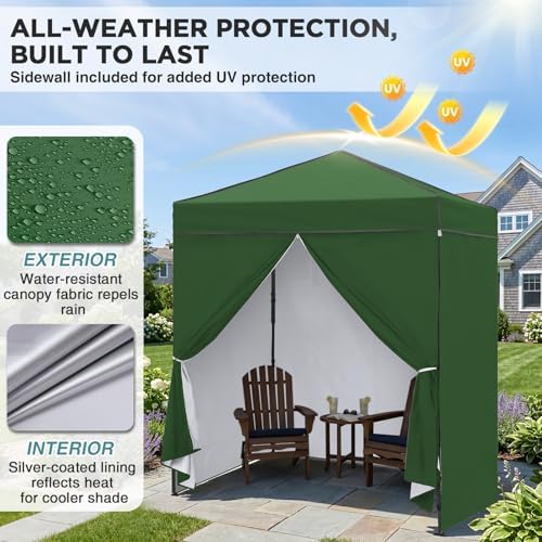 6x4 Instant Pop Up Canopy Tent with 4 Sidewalls, Green in Green, alternate view 5