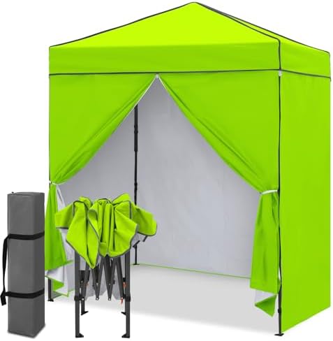 6x4 Instant Pop Up Canopy Tent with 4 Sidewalls, Neon Green
