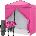 6x4 Instant Pop Up Canopy Tent with 4 Sidewalls, Pink in Pink