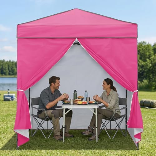 6x4 Instant Pop Up Canopy Tent with 4 Sidewalls, Pink in Pink, alternate view 2