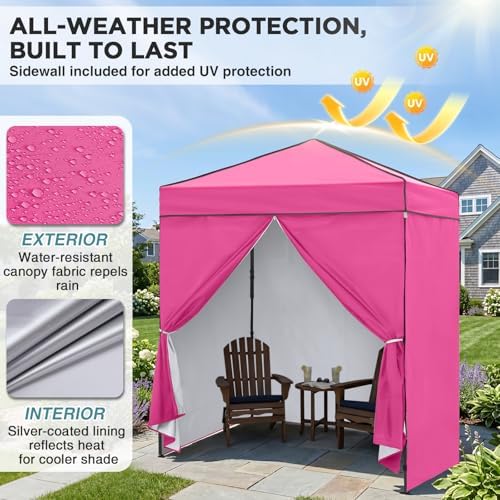 6x4 Instant Pop Up Canopy Tent with 4 Sidewalls, Pink in Pink, alternate view 5