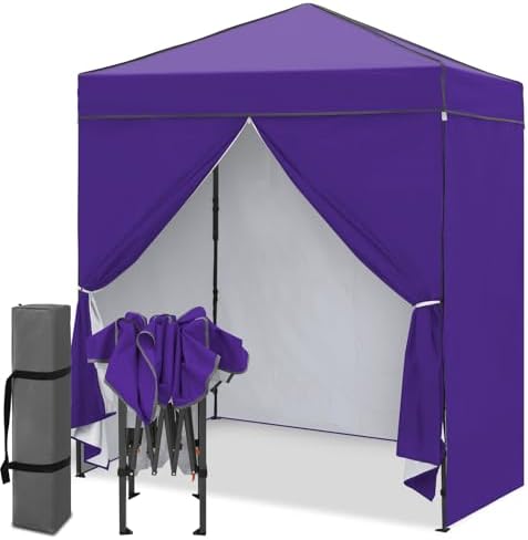 6x4 Instant Pop Up Canopy Tent with 4 Sidewalls, Purple
