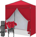 6x4 Instant Pop Up Canopy Tent with 4 Sidewalls, Red in Red