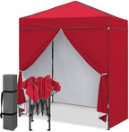 6x4 Instant Pop Up Canopy Tent with 4 Sidewalls, Red in Red