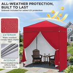 6x4 Instant Pop Up Canopy Tent with 4 Sidewalls, Red in Red, alternate view 5