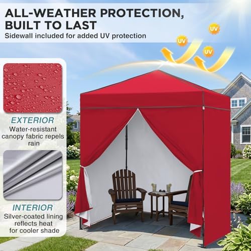 6x4 Instant Pop Up Canopy Tent with 4 Sidewalls, Red in Red, alternate view 5