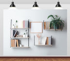 6x4ft Fabric Bookshelf Backdrop Interior Shelves with Books and Decor Hanging on The Wall Background Home Office