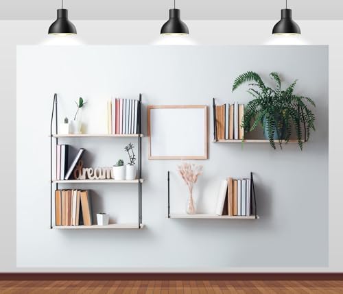 6x4ft Fabric Bookshelf Backdrop Interior Shelves with Books and Decor Hanging on The Wall Background Home Office