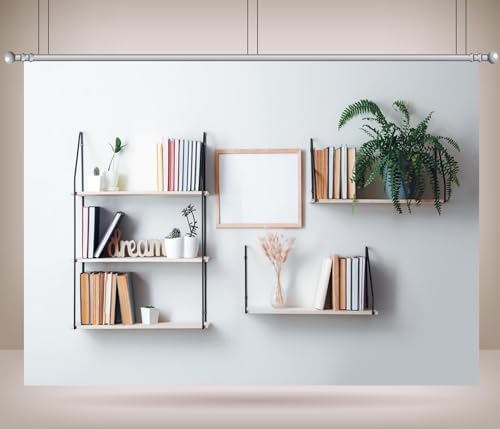 6x4ft Fabric Bookshelf Backdrop Interior Shelves with Books and Decor Hanging on The Wall Background Home Office, alternate