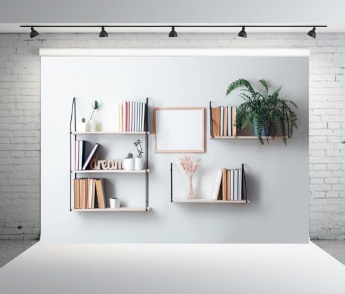 6x4ft Fabric Bookshelf Backdrop Interior Shelves with Books and Decor Hanging on The Wall Background Home Office, alternate