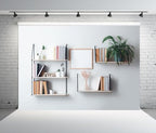 6x4ft Fabric Bookshelf Backdrop Interior Shelves with Books and Decor Hanging on The Wall Background Home Office, alternate