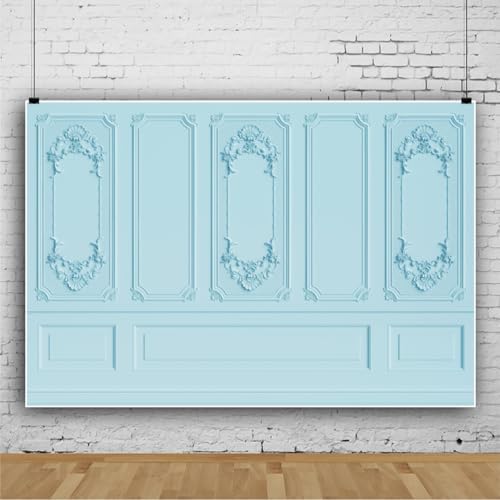 6x4ft Light Blue Vintage Room Inside Backdrop European Frame Modern House French Castle Cementery Wall Retro, alternate view