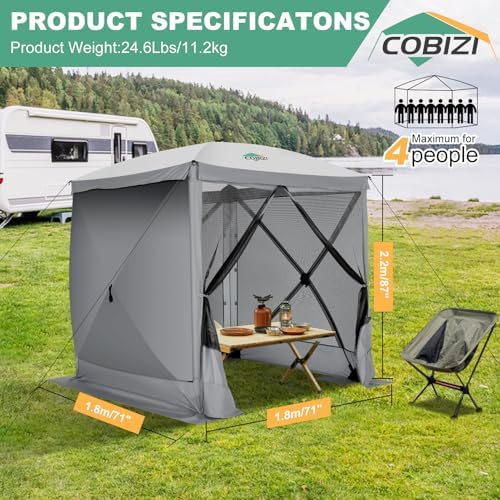 6x6 FT Pop up Gazebo Tent, Screen Tent with Sidewalls, Waterproof Portable Outdoor Small Screen Tents Sun, alternate view 2