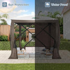 6x6 Pop Up Gazebo, Screen Tent with Carry Bag & Ground Stakes, Brown in Brown, alternate view 3