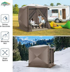 6x6 Pop Up Gazebo, Screen Tent with Carry Bag & Ground Stakes, Brown in Brown, alternate view 5