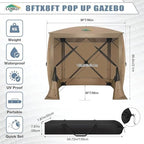 6x6 Pop Up Gazebo, Screen Tent with Carry Bag & Ground Stakes, Khaki in Khaki, alternate view 2