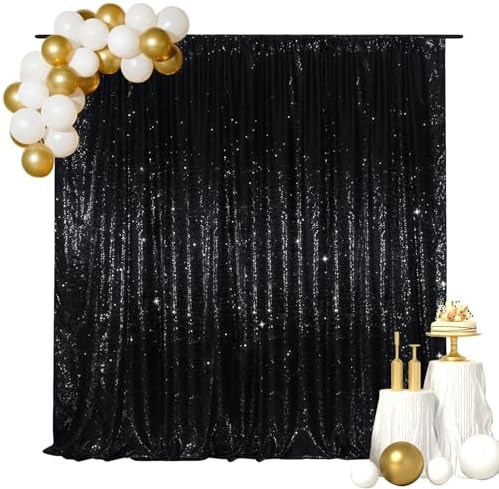 6x6ft Black Sequin Backdrop for Photography Shimmer Background in 6FT x 6FT in Black