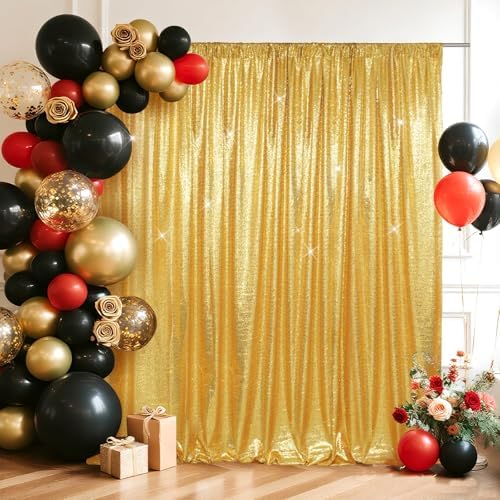6x6ft Gold Sequin Backdrop for Photography Shimmer Background in 6FT x 6FT in Gold, alternate view 3