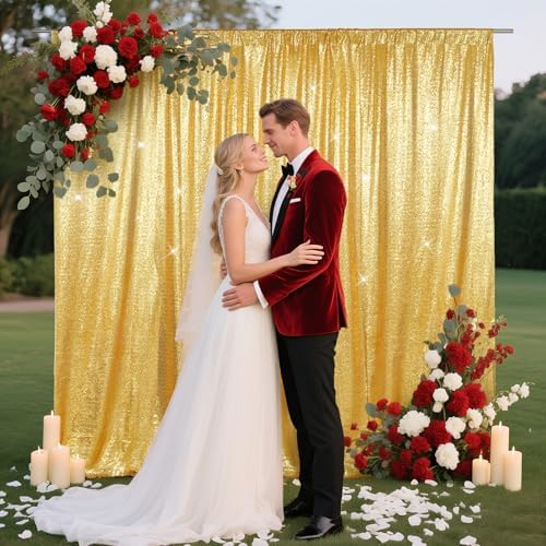 6x6ft Gold Sequin Backdrop for Photography Shimmer Background in 6FT x 6FT in Gold, alternate view 4