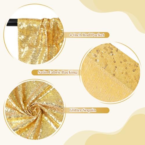 6x6ft Gold Sequin Backdrop for Photography Shimmer Background in 6FT x 6FT in Gold, alternate view 6