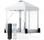 6x6ft Pop-Up Canopy Tent with 4 Removable Clear PVC Sidewalls in 6x6ft