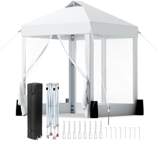 6x6ft Pop-Up Canopy Tent with 4 Removable Clear PVC Sidewalls in 6x6ft