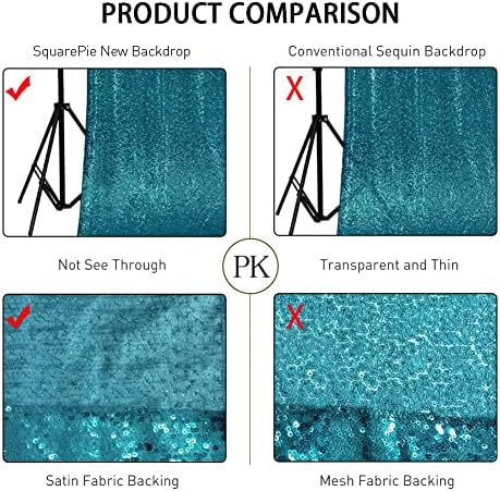 6x6ft Teal Sequin Backdrop for Photography Shimmer in 6FT x 6FT in Teal, alternate view 3