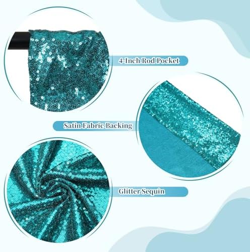 6x6ft Teal Sequin Backdrop for Photography Shimmer in 6FT x 6FT in Teal, alternate view 6