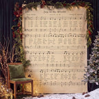 6x8 ft Vintage Joy to The World Christmas Photo Backdrop Tapestry in 6x8 ft