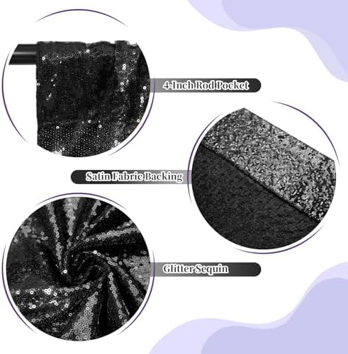 6x8ft Black Sequin Backdrop for Photography Shimmer in 6FT x 8FT in Black, alternate view 6