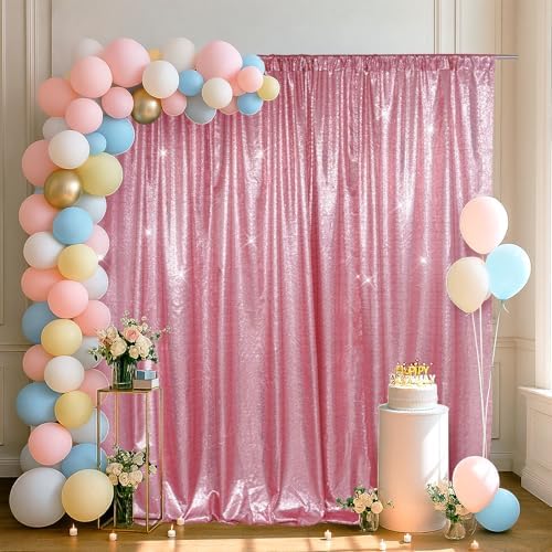 6x8ft Fuchsia Pink Sequin Backdrop for Photography Shimmer in 6FT x 8FT in Fuchsia Pink, alternate view 2