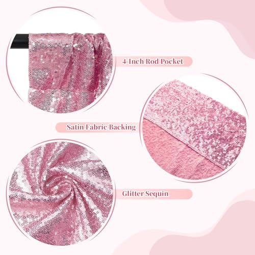 6x8ft Fuchsia Pink Sequin Backdrop for Photography Shimmer in 6FT x 8FT in Fuchsia Pink, alternate view 6