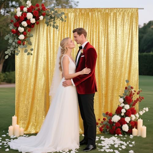 6x8ft Gold Sequin Backdrop for Photography Shimmer in 6FT x 8FT in Gold, alternate view 2