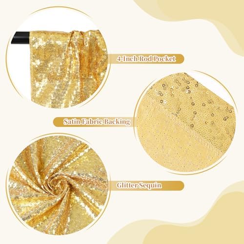 6x8ft Gold Sequin Backdrop for Photography Shimmer in 6FT x 8FT in Gold, alternate view 3