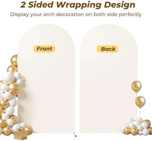 7.2 ft Arch Backdrop Cover Beige - Double-Sided Spandex Arch Covers Stretchy Backdrop for Balloon Arches, alternate view 3