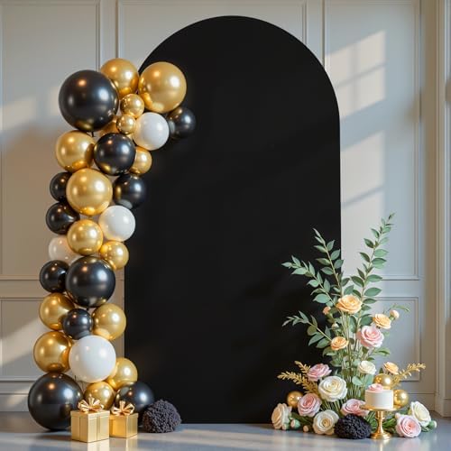7.2 ft Arch Backdrop Cover Black - Double-Sided Spandex Arch Covers Stretchy Backdrop for Balloon Arches