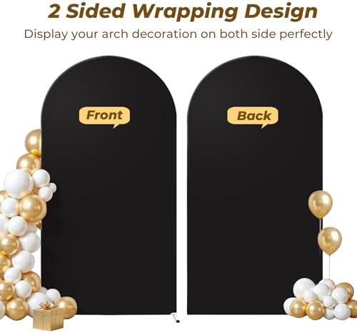 7.2 ft Arch Backdrop Cover Black - Double-Sided Spandex Arch Covers Stretchy Backdrop for Balloon Arches, alternate view 3