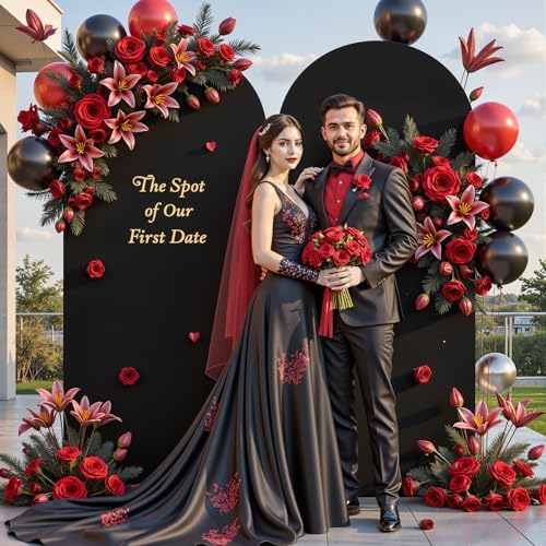 7.2 ft Arch Backdrop Cover Black - Double-Sided Spandex Arch Covers Stretchy Backdrop for Balloon Arches, alternate view 4