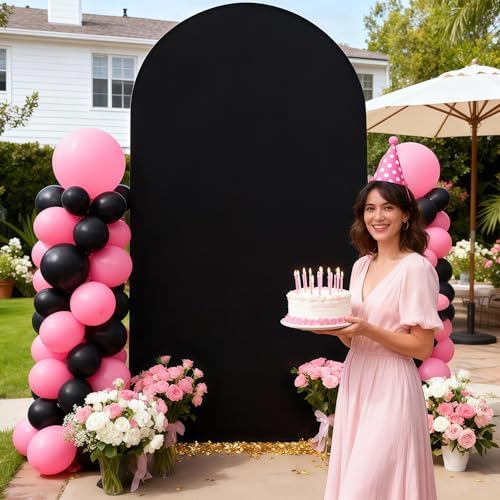 7.2 ft Arch Backdrop Cover Black - Double-Sided Spandex Arch Covers Stretchy Backdrop for Balloon Arches, alternate view 6