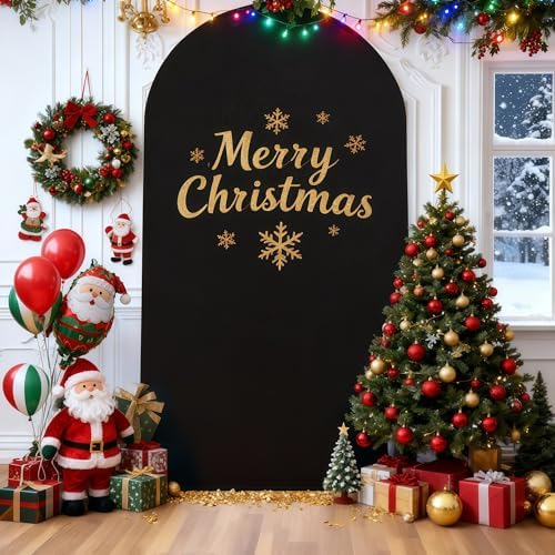 7.2 ft Arch Backdrop Cover Black - Double-Sided Spandex Arch Covers Stretchy Backdrop for Balloon Arches, alternate view 7