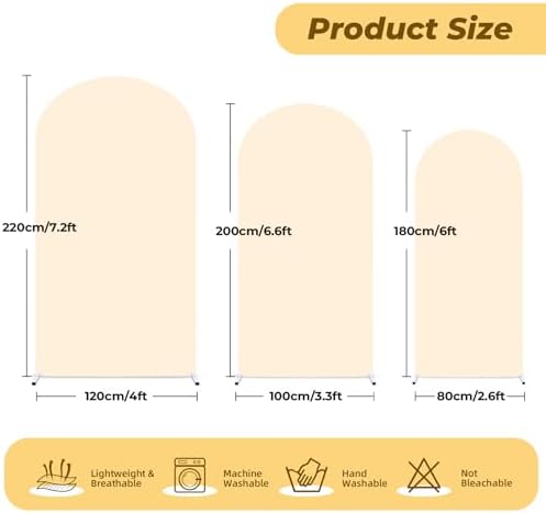 7.2 ft Arch Backdrop Cover Champagne - Double-Sided Spandex Arch Covers Stretchy Backdrop for Balloon Arches, alternate view