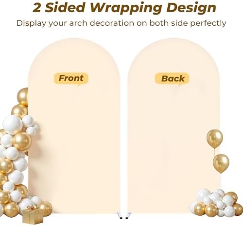 7.2 ft Arch Backdrop Cover Champagne - Double-Sided Spandex Arch Covers Stretchy Backdrop for Balloon Arches, alternate view